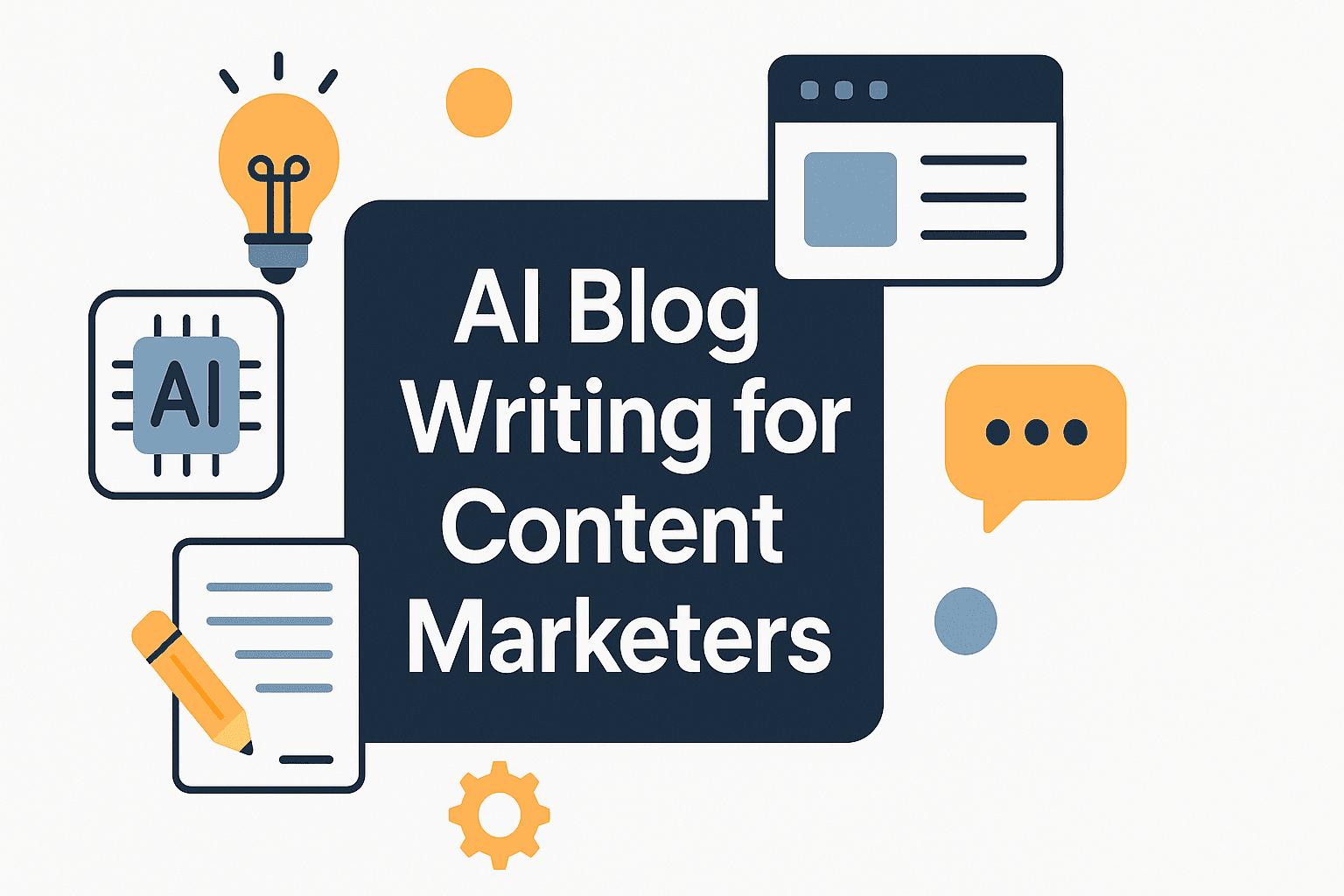 Professional visual illustrating AI blog writing for content marketers with modern design elements