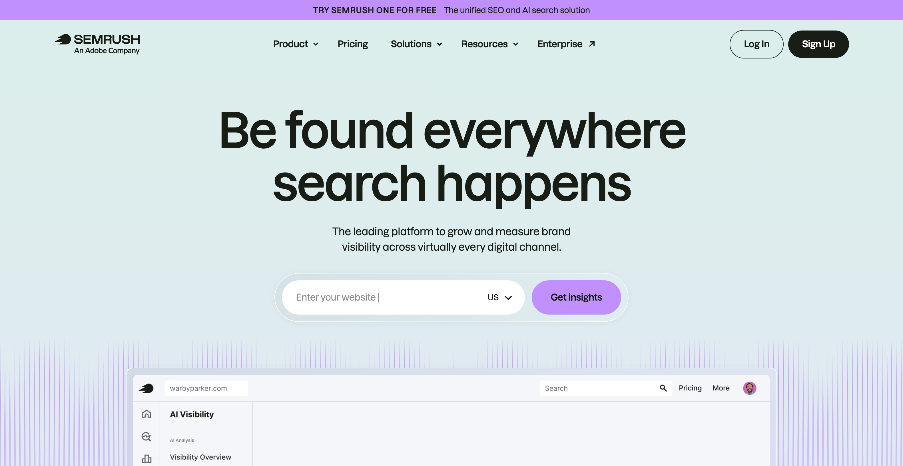 Screenshot of Semrush website