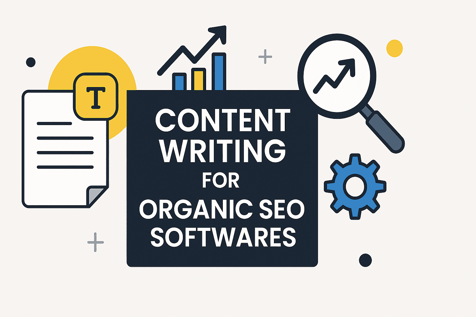 Professional visual illustrating content writing for organic seo softwares with modern design elements