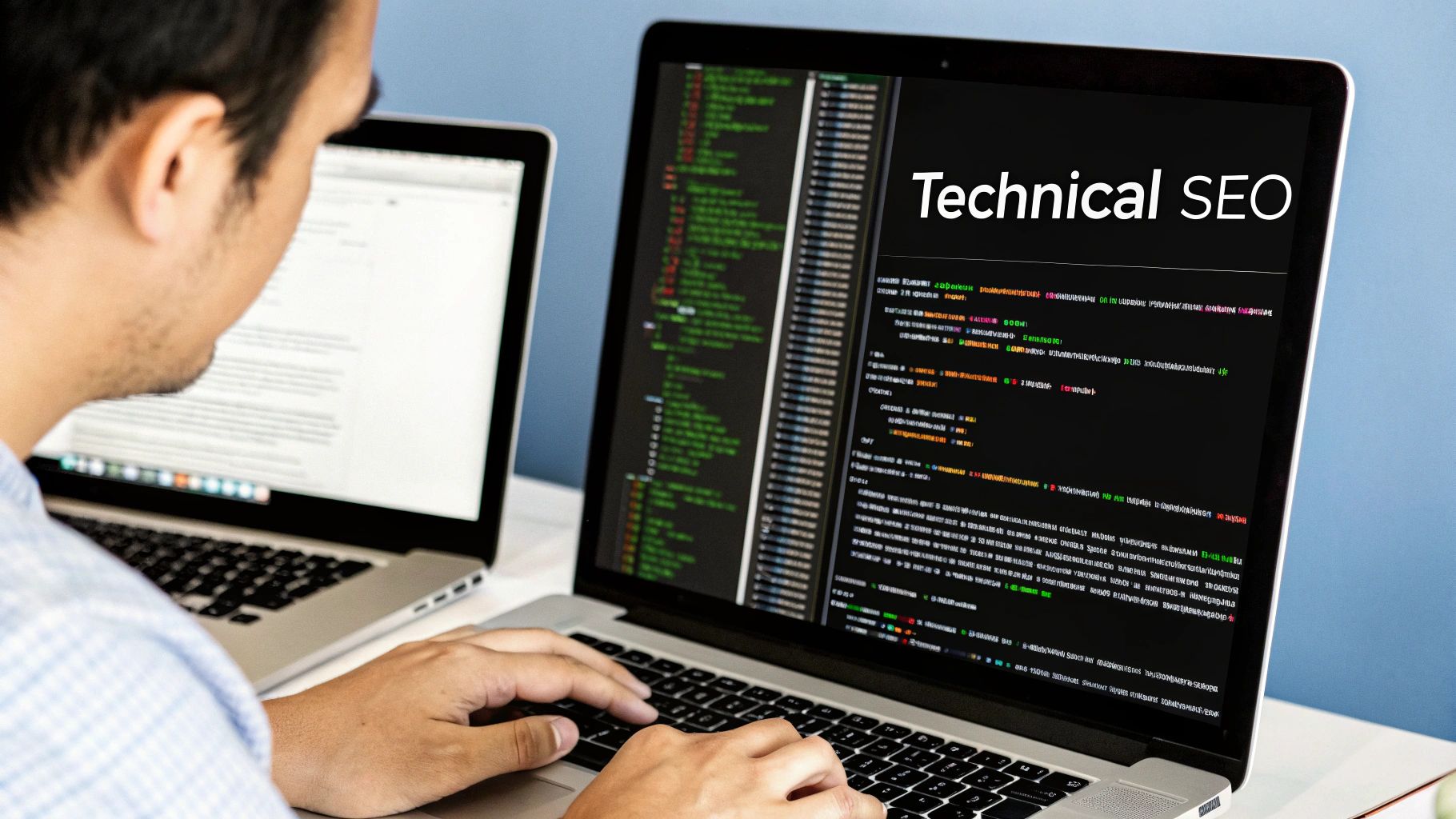 A person adjusting complex settings on a digital dashboard, representing technical SEO.