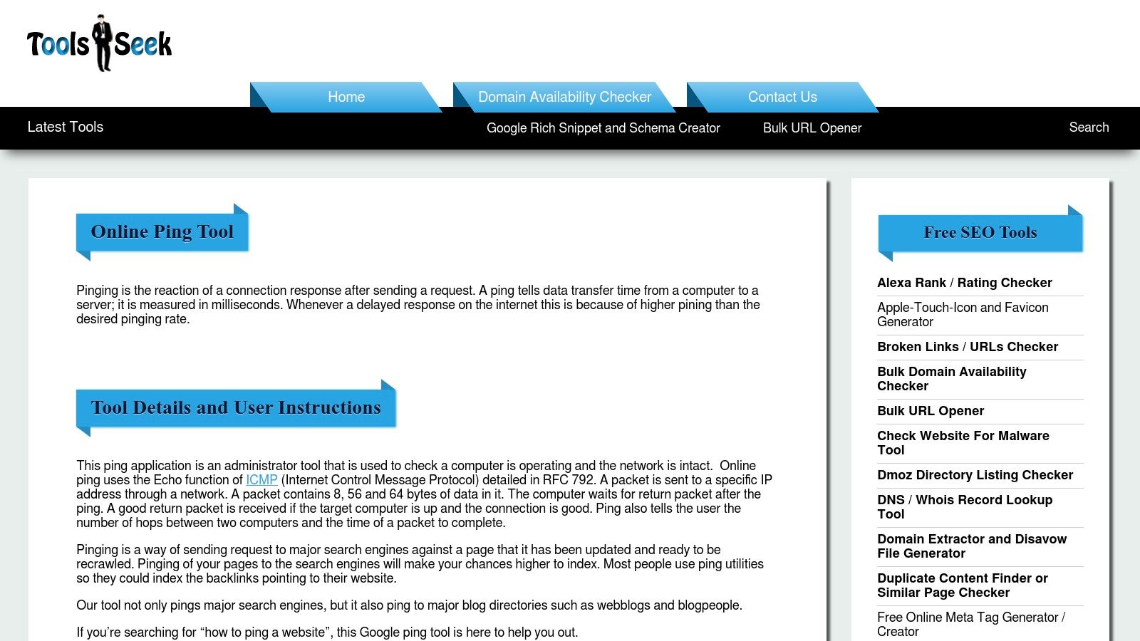 Tools I Seek's Online Ping Tool