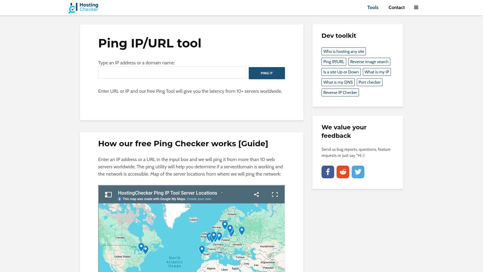 HostingChecker's Ping IP/URL Tool