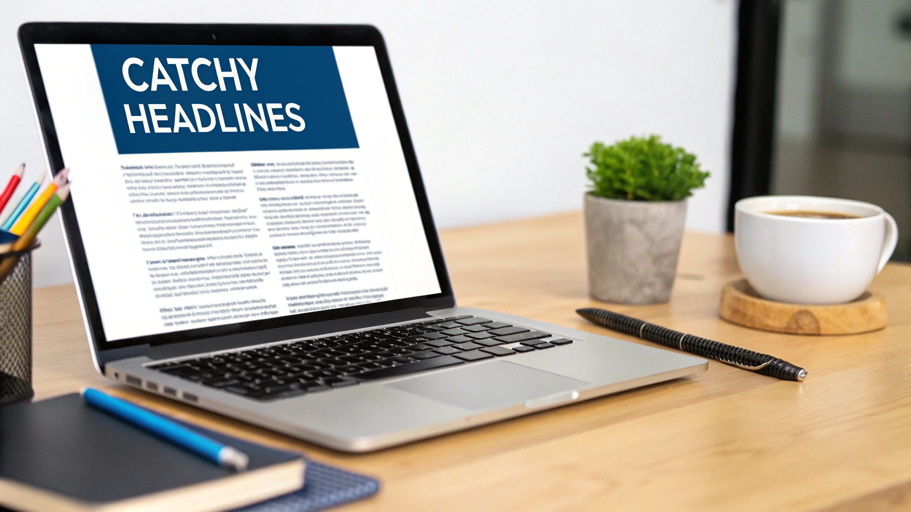 A person holding a megaphone, symbolizing the power of a compelling headline to attract attention.